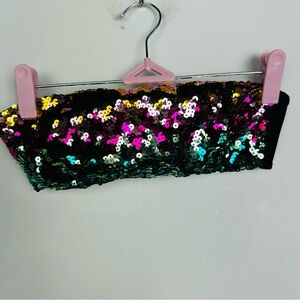 Victoria's Secret Strapless Sequin Colorful Bikini Top Size Medium